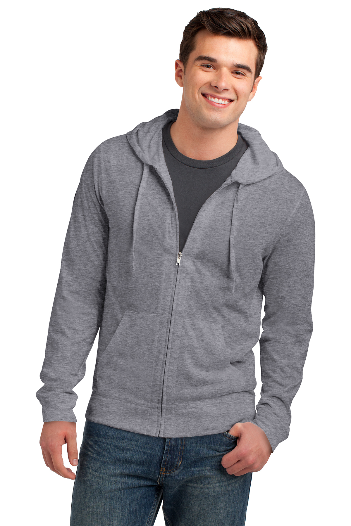 lightweight jersey zip hoodie for men