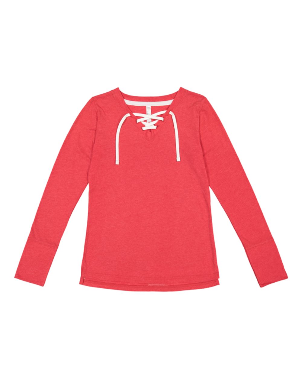 LAT 3538 - Women's Fine Jersey Lace-Up Long Sleeve T-Shirt $10.28 -