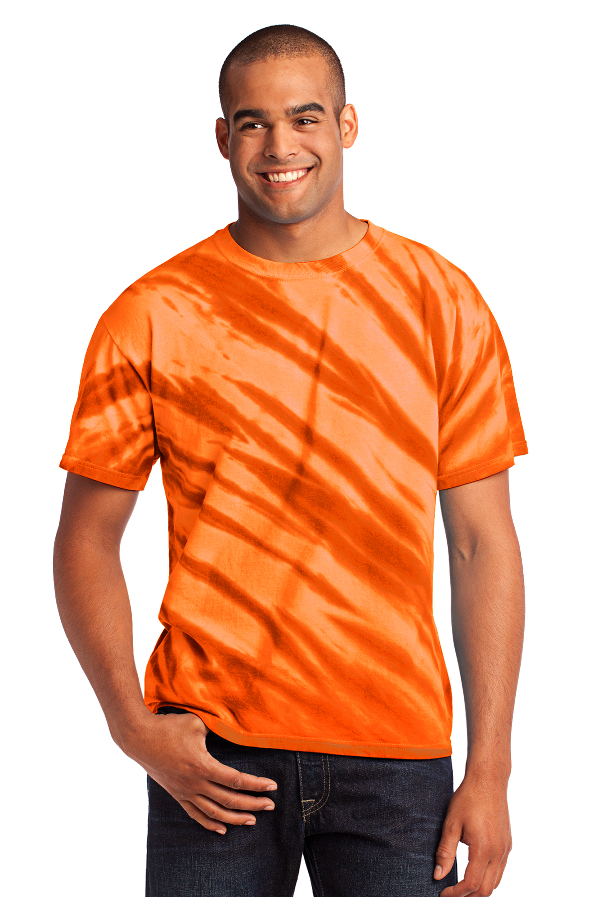 Port & Company® PC148 Essential Tiger Stripe Tie-Dye Tee - T-Shirts