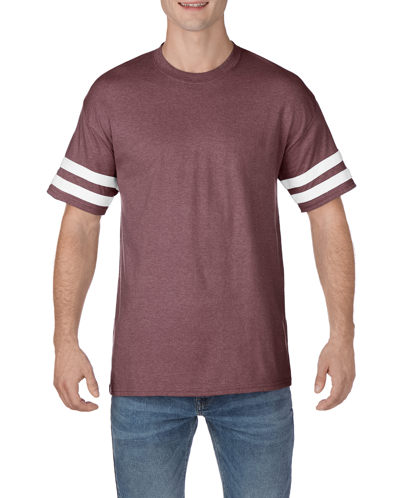 click to view Heather Maroon/ White