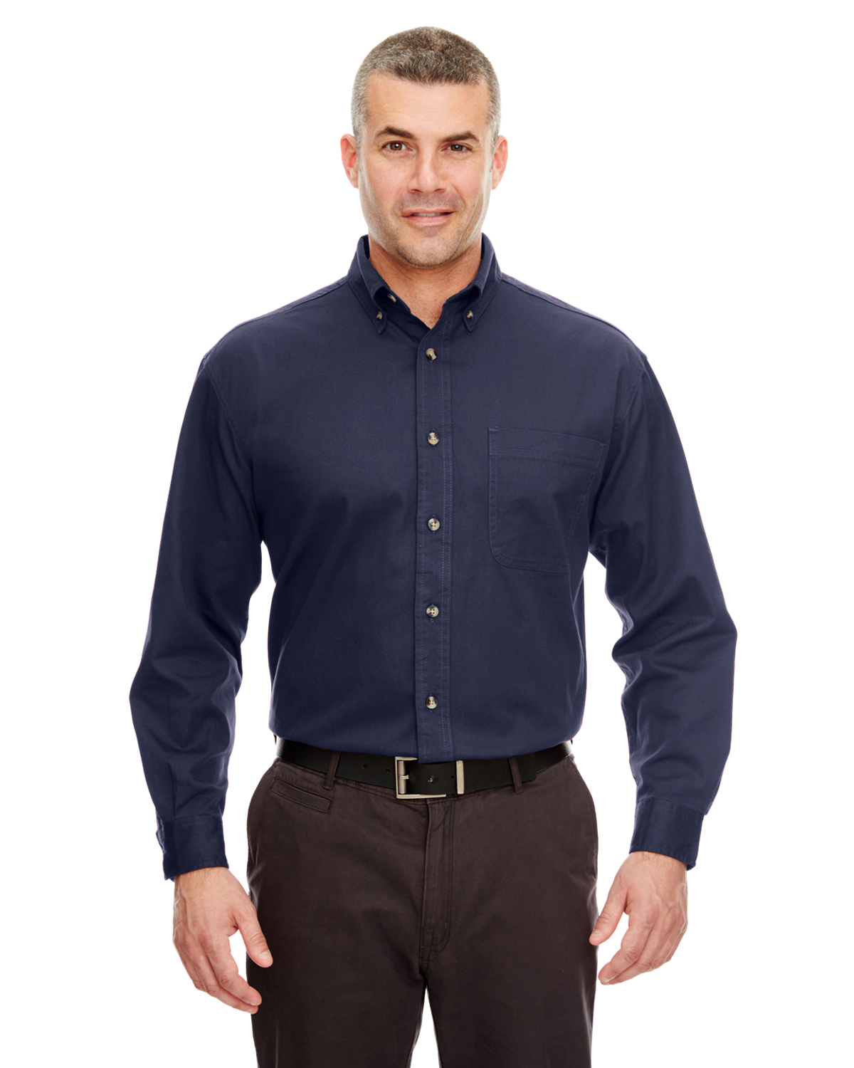 ULTRACLUB - 8960C Men's Cypress Colors Long-Sleeve Woven with Pocket