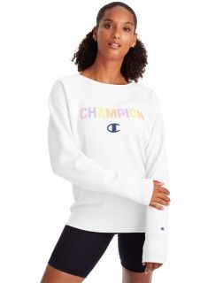 Champion GF567-PC - Women's Powerblend Boyfriend Crew - Pop Color Logo