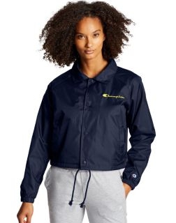 Champion J0334-PC - Women's Cropped Coaches Jacket - Color Pop Logo