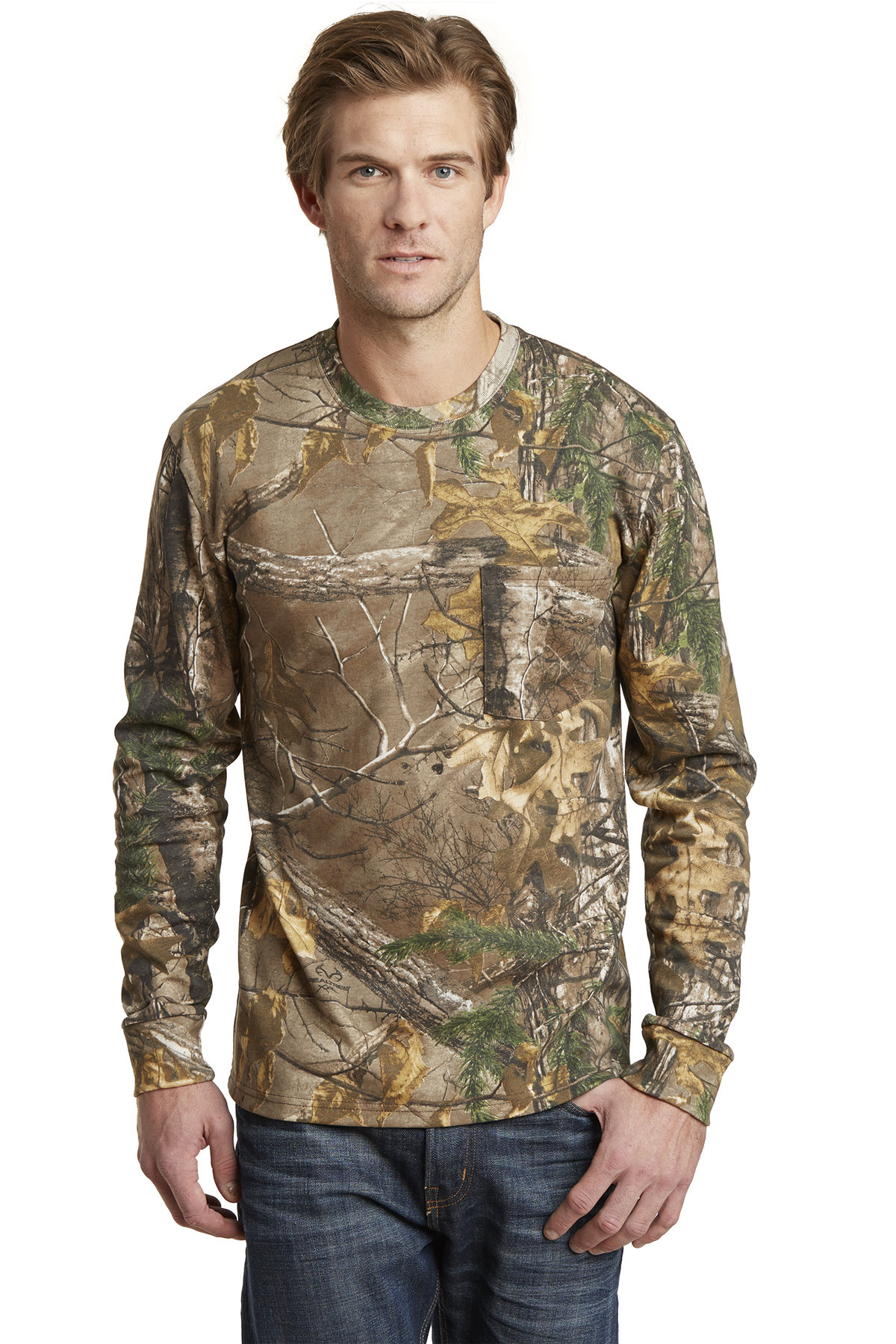 Russell Outdoors™ S020R Realtree Long Sleeve Explorer 100% Cotton T-Shirt with Pocket