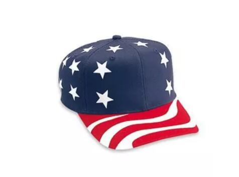 United States flag pattern cotton twill two tone color six panel pro style cap