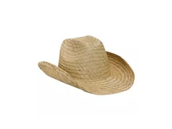 Natural straw fitted solid color six panel cowboy hat