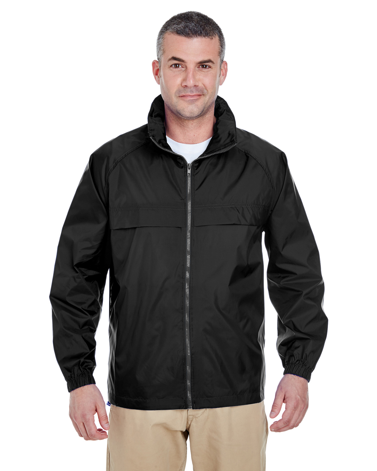UltraClub 8929-Adult Hooded Zip-Front Pack-Away Jacket