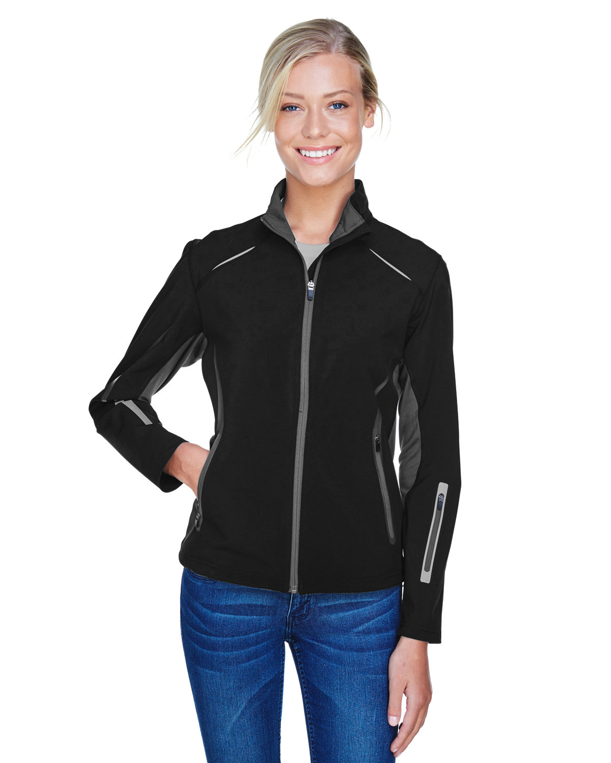 North End 78678 - Ladies' Pursuit 3-Layer Light Bonded Hybird Soft Shell Jacket With Laser Perforation