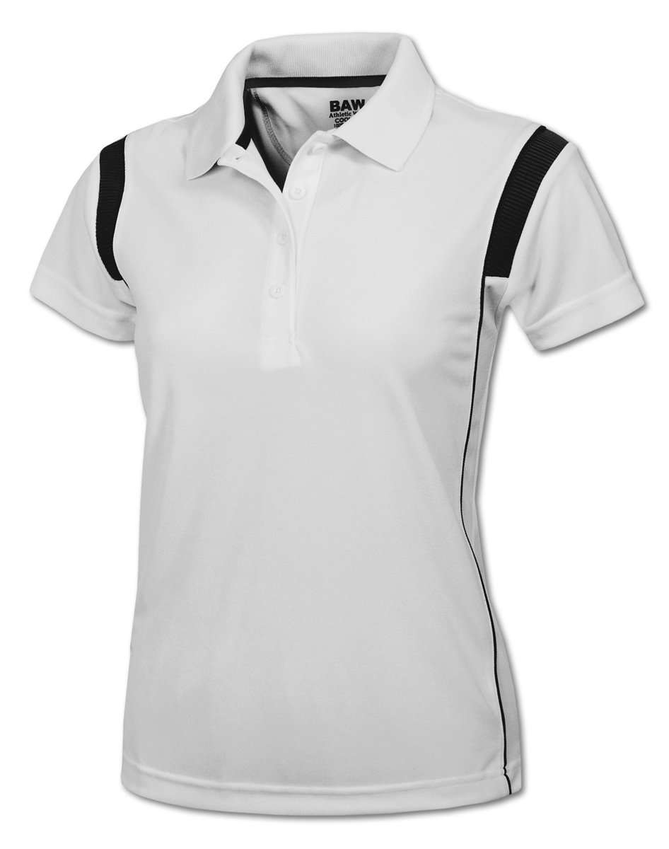 BAW Athletic Wear CT1011W - Ladies White Body Rib Shoulder Cool-Tek Polo