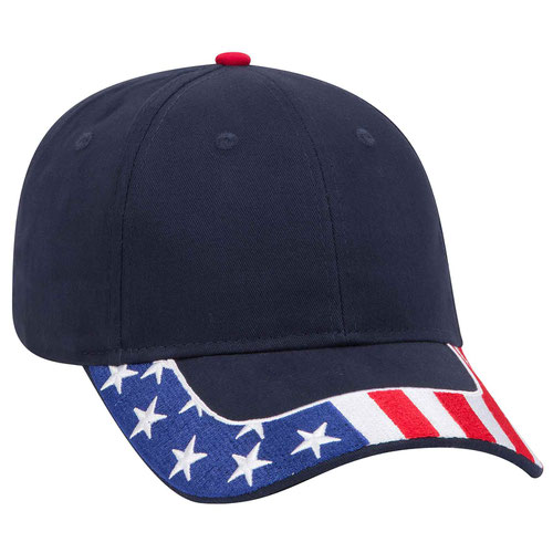 United States flag visor brushed cotton twill two tone color six panel low profile pro style cap