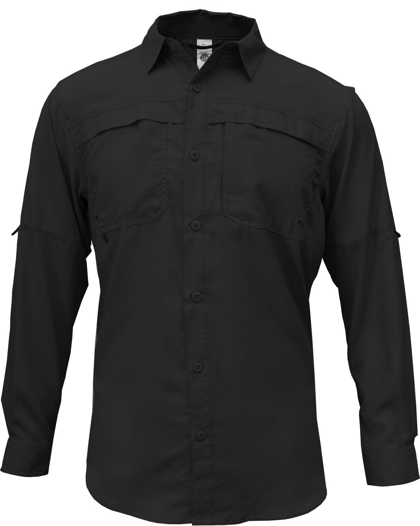 BAW Athletic Wear 3000 Adult Long Sleeve Fishing Shirt Black