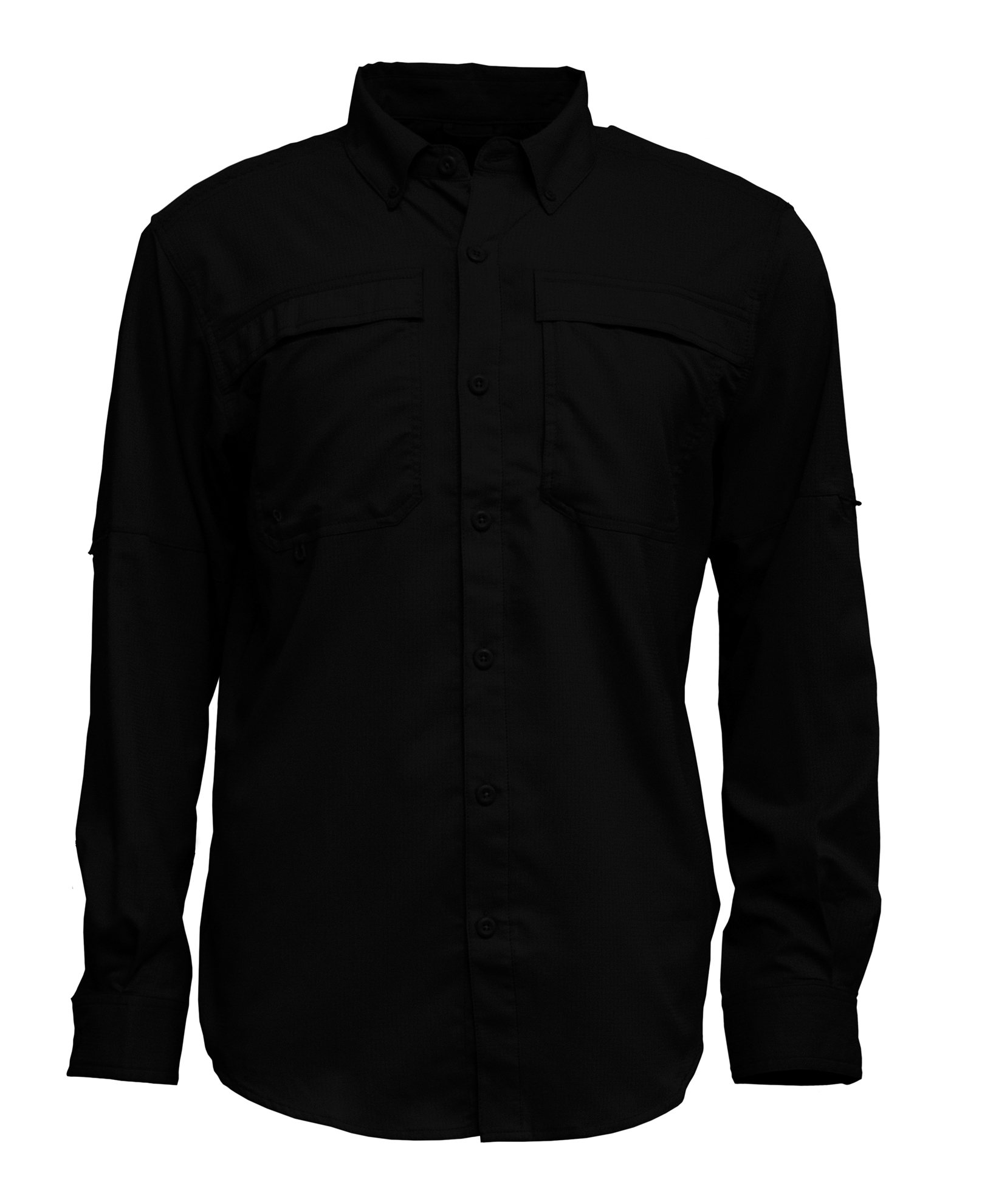 BAW Athletic Wear 3300 adult Long Sleeve Fishing Shirt with Button Down Collar Black