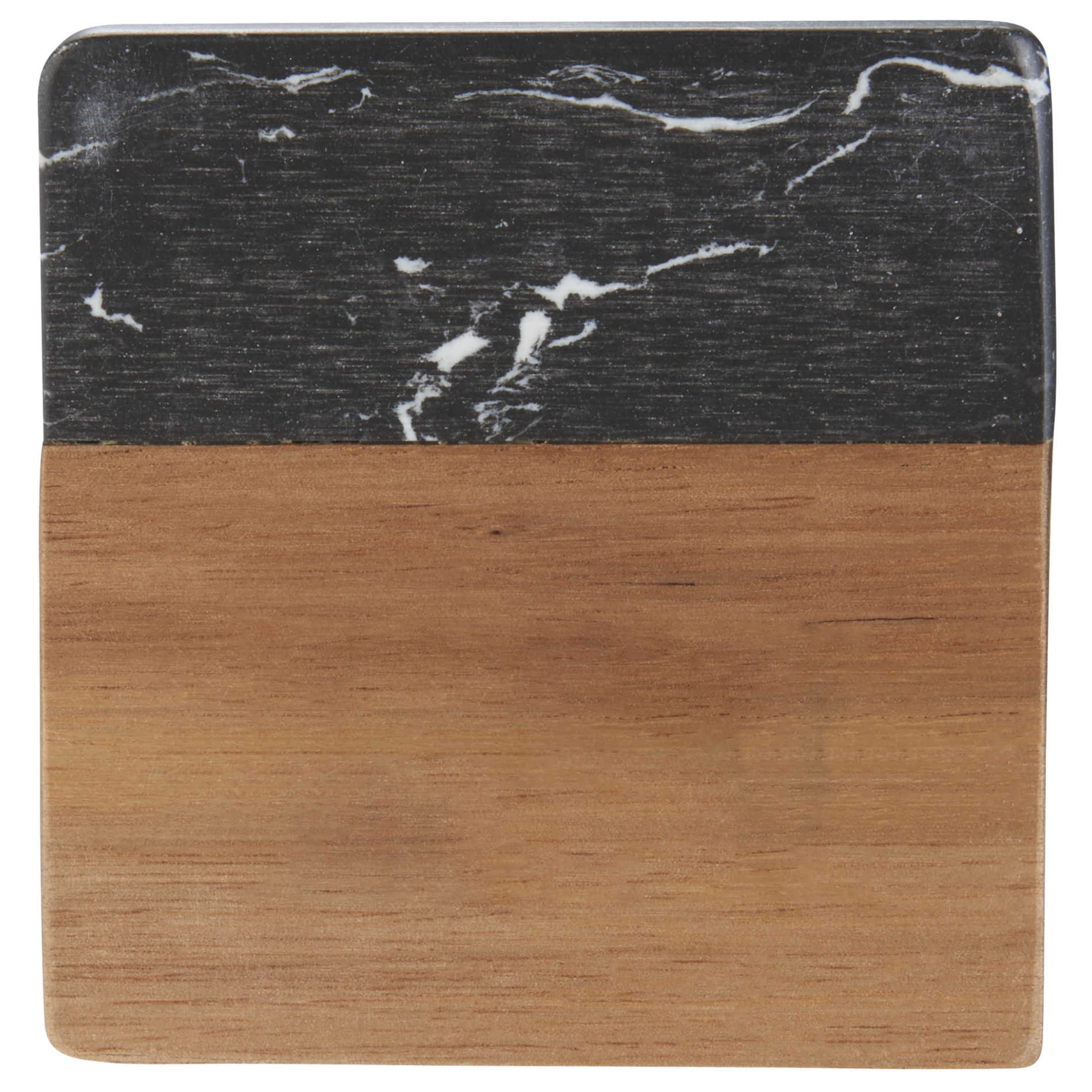 LEEDS 1033-65 - Black Marble and Wood Coaster Set