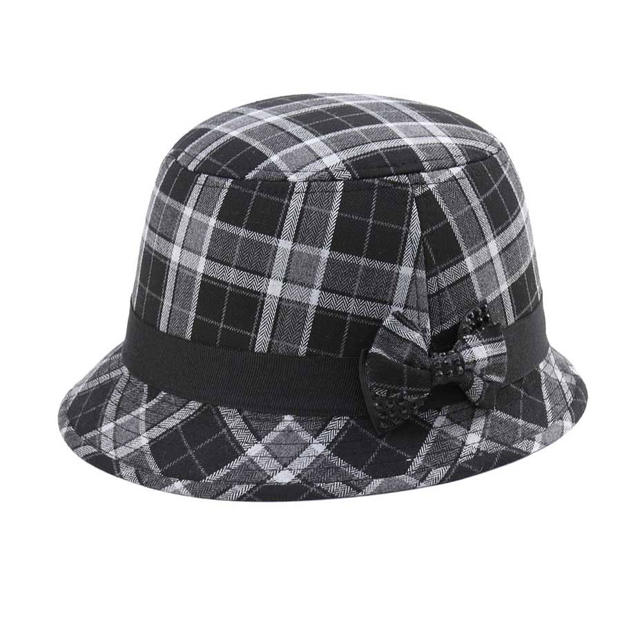 Mega Cap 8944 - Infinity Selections Wool Plaid Cloche Hat
