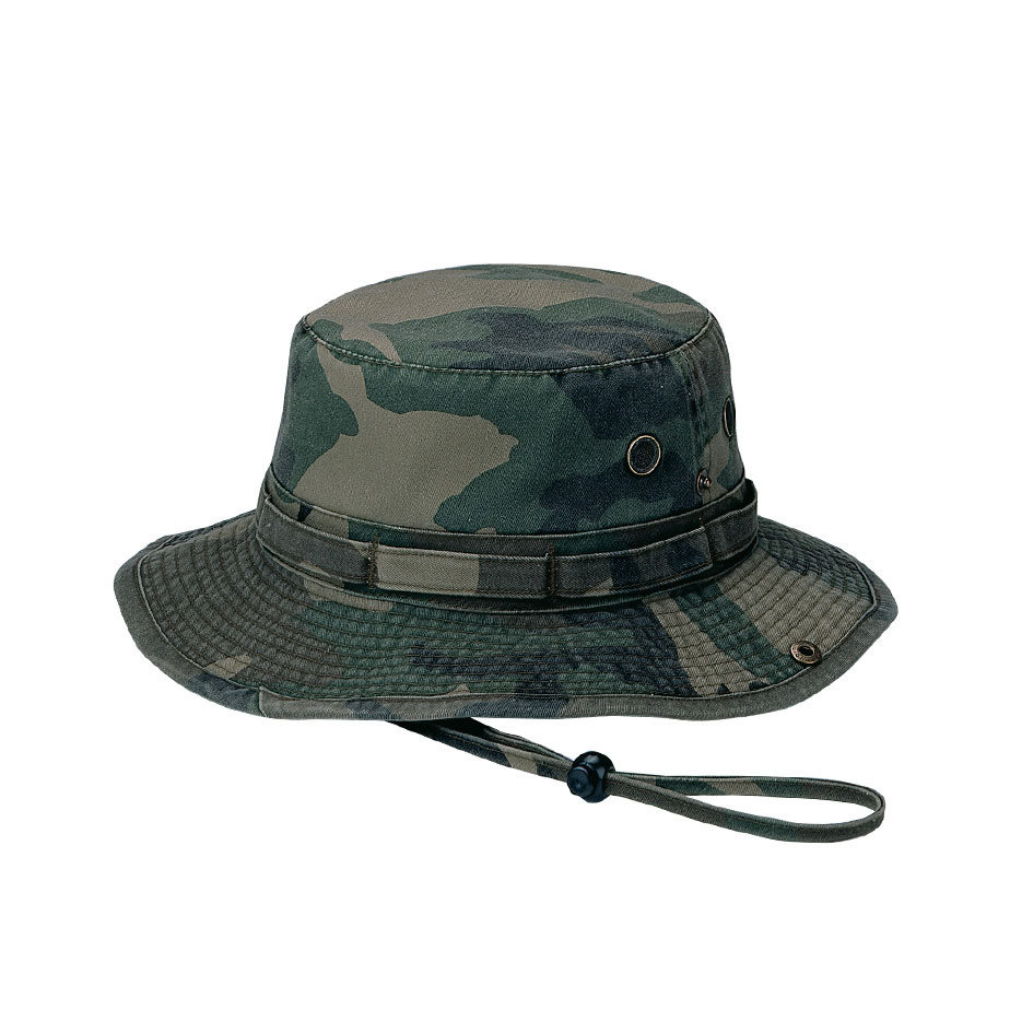 Mega Cap 9013A - Washed Camouflage Twill Hunting Hat W/Self Fabric Chin Cord