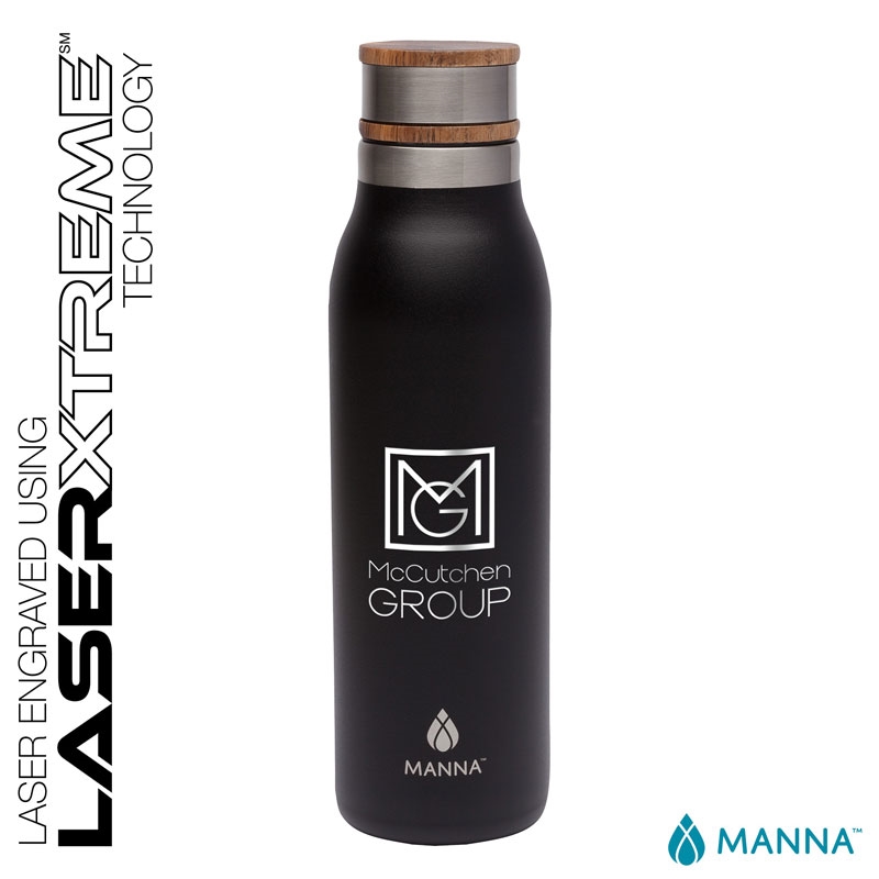 Manna™ CM2027 - 18 oz. Ascend Stainless Steel Water Bottle w/ Acacia Lid