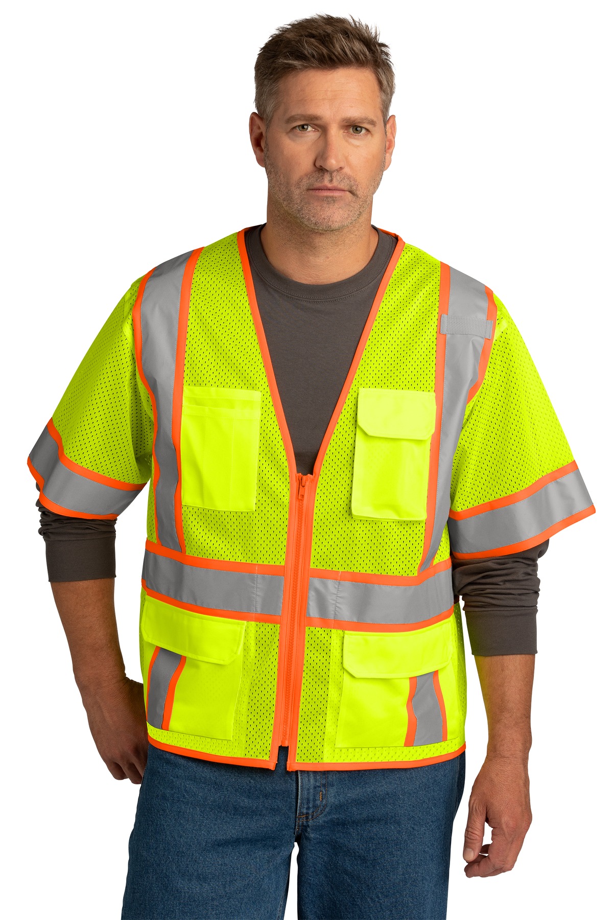 CornerStone® CSV106 - ANSI 107 Class 3 Surveyor Mesh Zippered Two-Tone Short Sleeve Vest