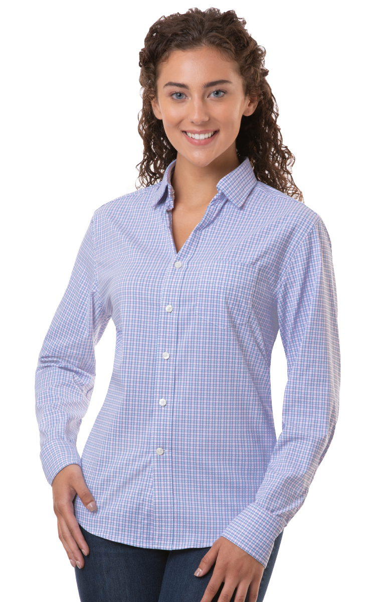 Blue Generation BG6271 - Ladies Long Sleeve Tricolor Plaid Shirt