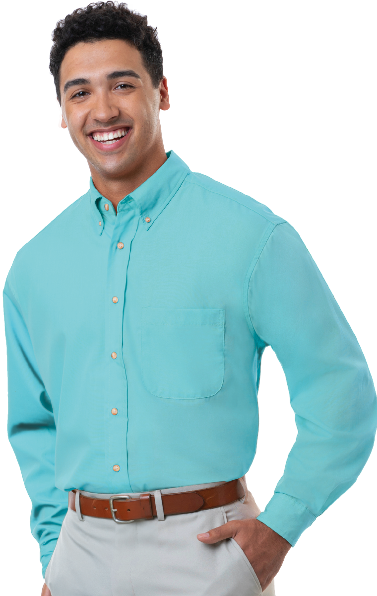 Blue Generation BG7216 - Men's Long Sleeve Superblend Poplin Shirt with Bone Buttons