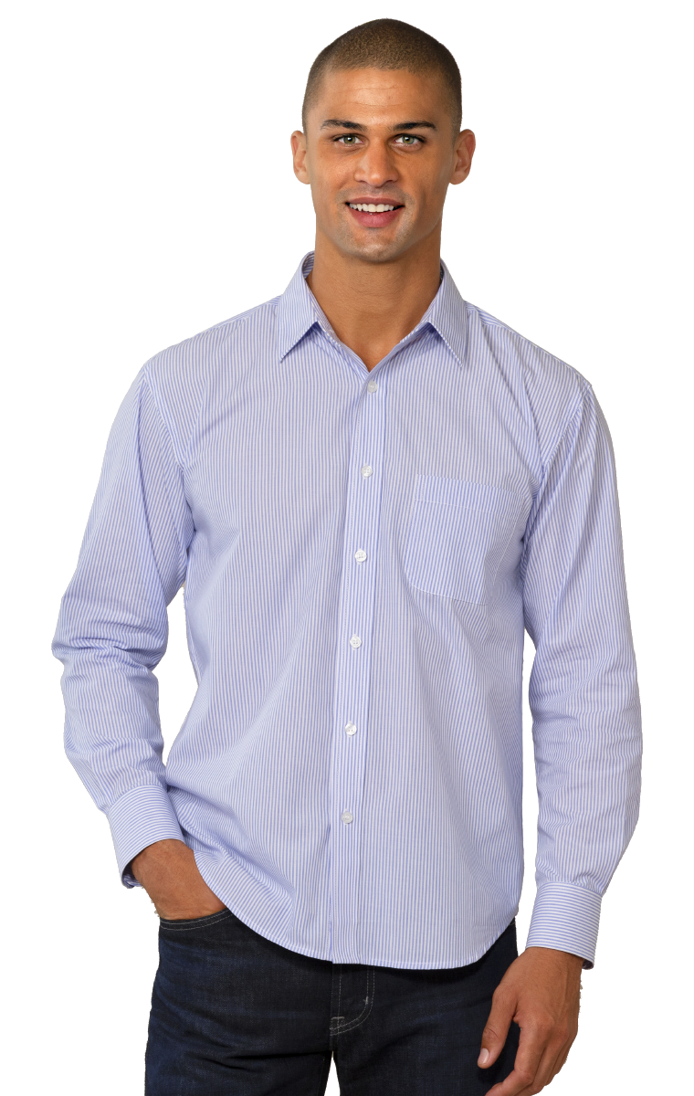 Blue Generation BG7272 - Mens Long Sleeve Stripe Shirt