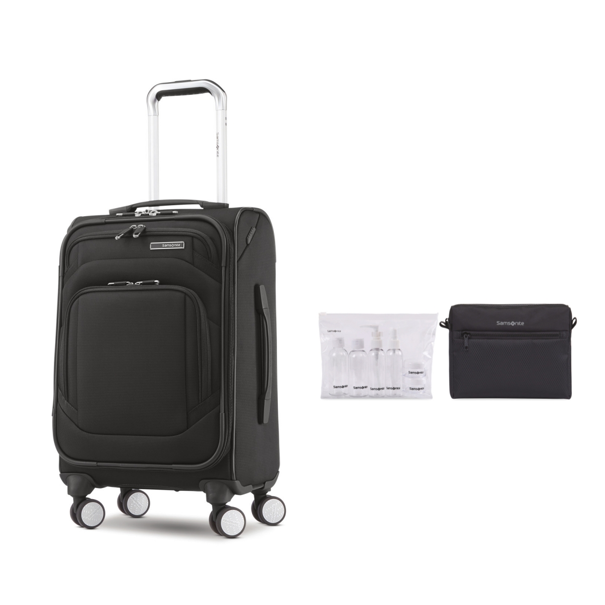 Samsonite 102000 - Ascentra Carry-on Spinner and 6 Piece Travel Bottle Set