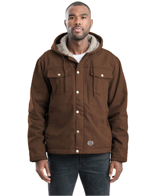 Berne Workwear HJ57 - Men's Vintage Washed Sherpa-Lined Hooded Jacket