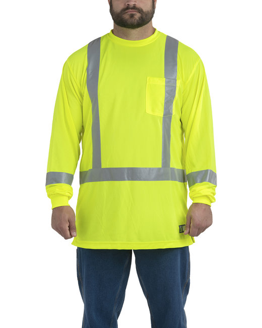 Berne Workwear HVK013 - Men's Hi-Vis Class 3 Performance Long Sleeve Pocket T-Shirt
