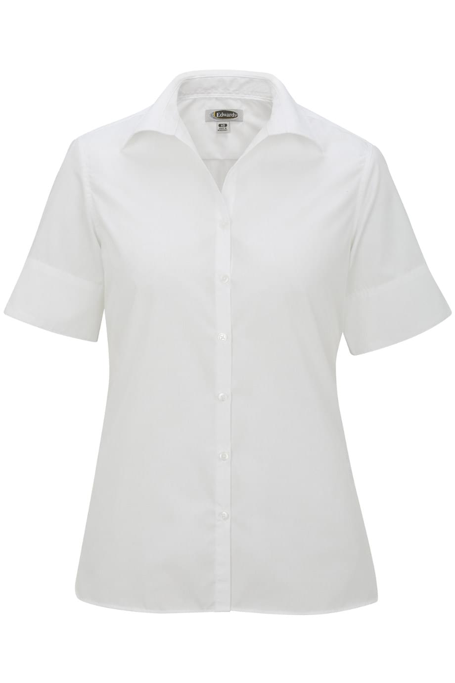 Edwards Garment 5245 - Women's Open Neck Poplin Short Sleeve Blouse