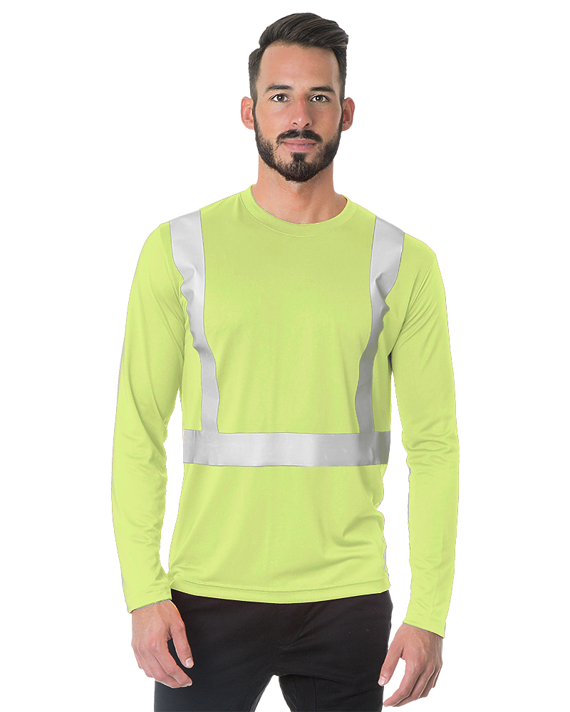 Bayside 3742 - Made In USA Hi-Vis Long Sleeve Performance Crew Solid Striping