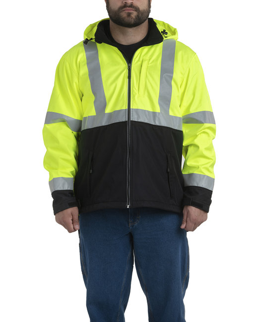 Berne Workwear HVJ206T - Men's Tall Hi-Vis Class 3 Hooded Softshell Jacket