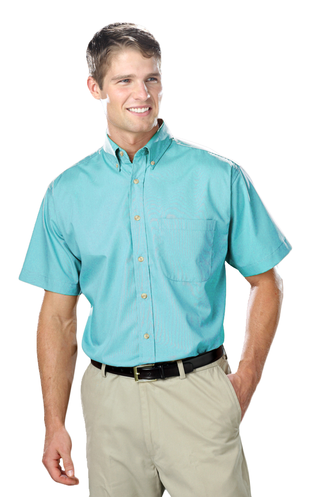 Blue Generation BG7216S - Men's Short Sleeve Superblend Poplin Shirt with Bone Buttons
