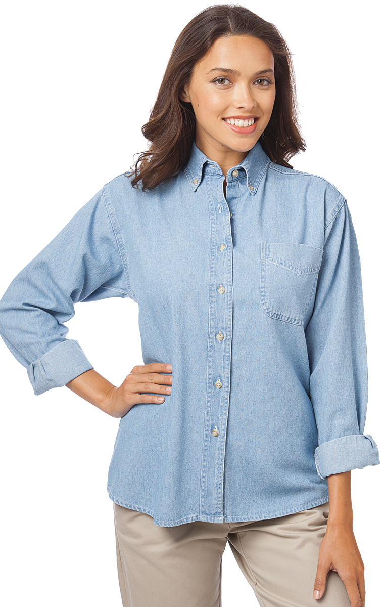 Blue Generation BG8202 - Ladies' Long Sleeve 100% Cotton Denim Shirt