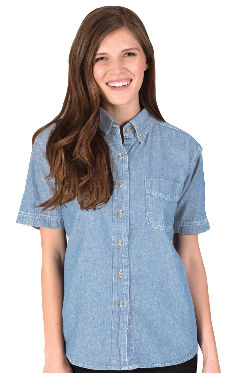 Blue Generation BG8202S - Ladies' Short Sleeve 100% Cotton Denim Shirt