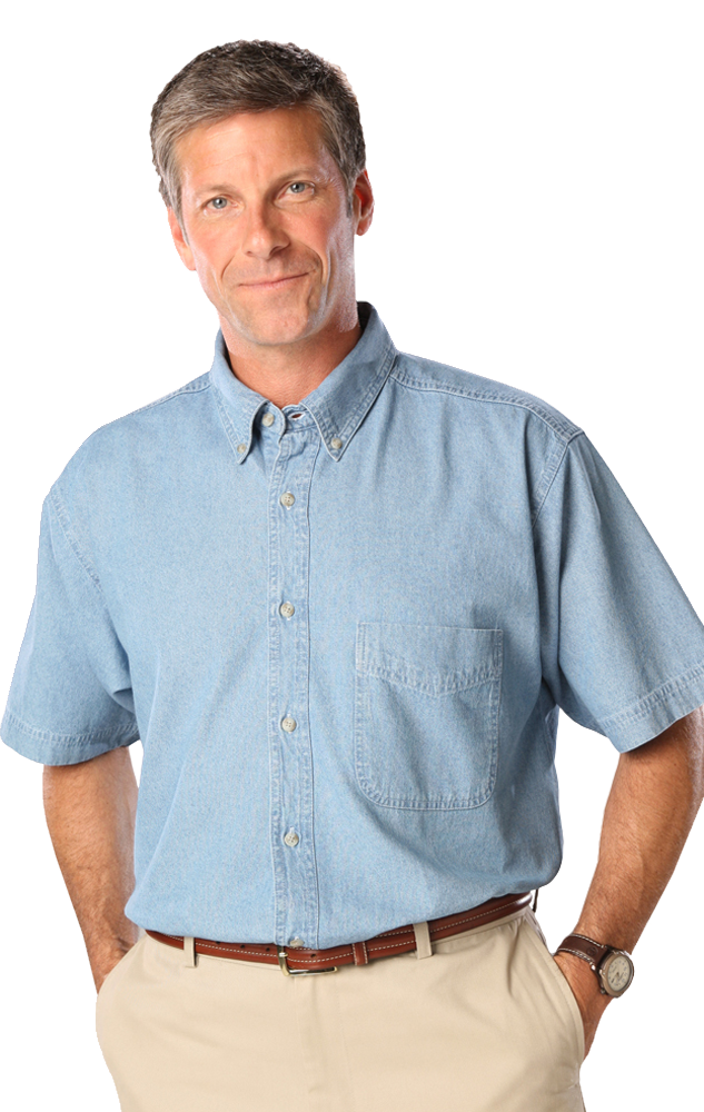 Blue Generation BG8206S - Men's Short Sleeve 100% Cotton Denim Shirt