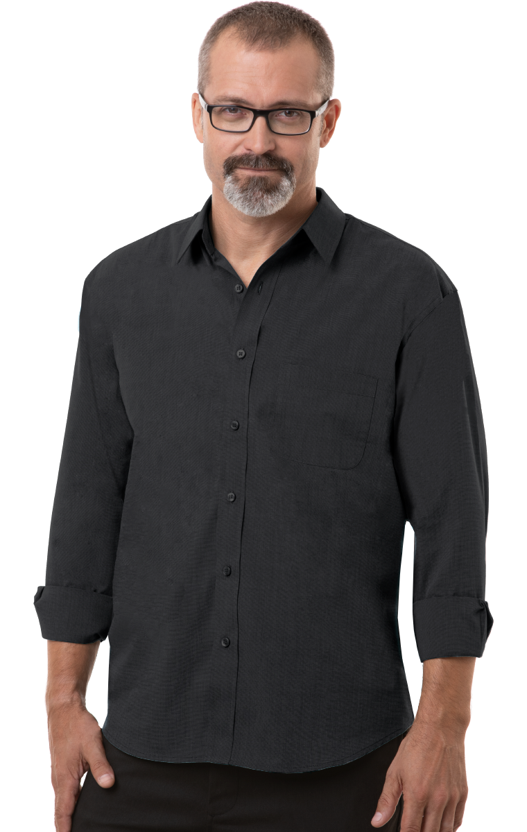 Blue Generation BG8216 - Men's Long Sleeve Untucked Fit Crossweave Shirt