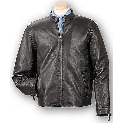 Burk's Bay BB908 - Men's Cowhide Leather Casual Full-Zip Jacket