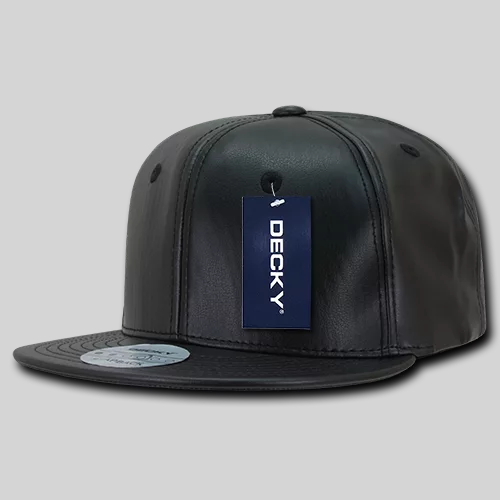 Decky 1103 - 6 Panel High Profile Structured Faux Leather Snapback
