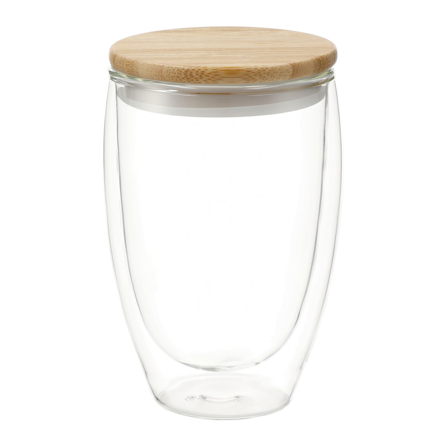 LEEDS 1600-22 - Easton Glass cup with FSC Bamboo lid 12oz