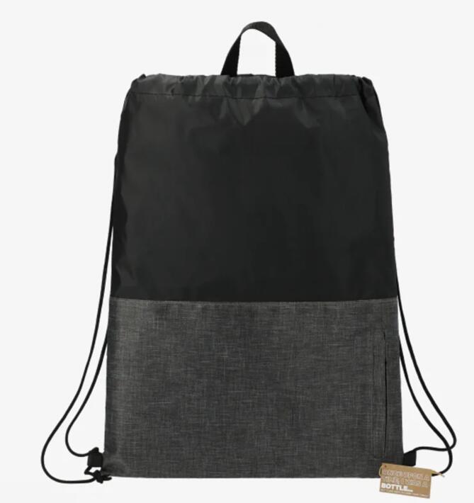 LEEDS 3005-41 - Ash Zippered Recycled Drawstring Bag
