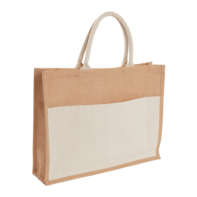 LEEDS 7900-88 - Jute Shopper Tote with Recycled Cotton Pocket