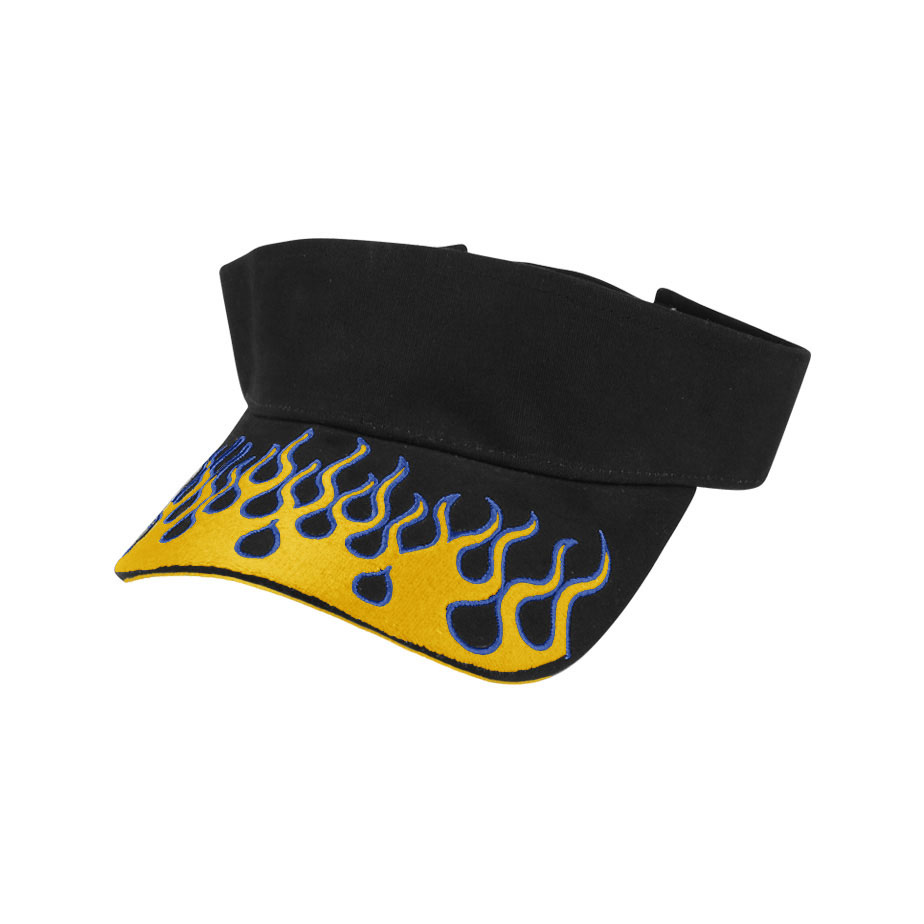 Mega Cap 4031 - Brush Cotton Visor with Flame Embroidery On Bill