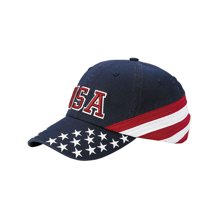 Mega Cap 7642C - Low Profile (Unstructured) Cotton Twill Washed USA Flag Cap