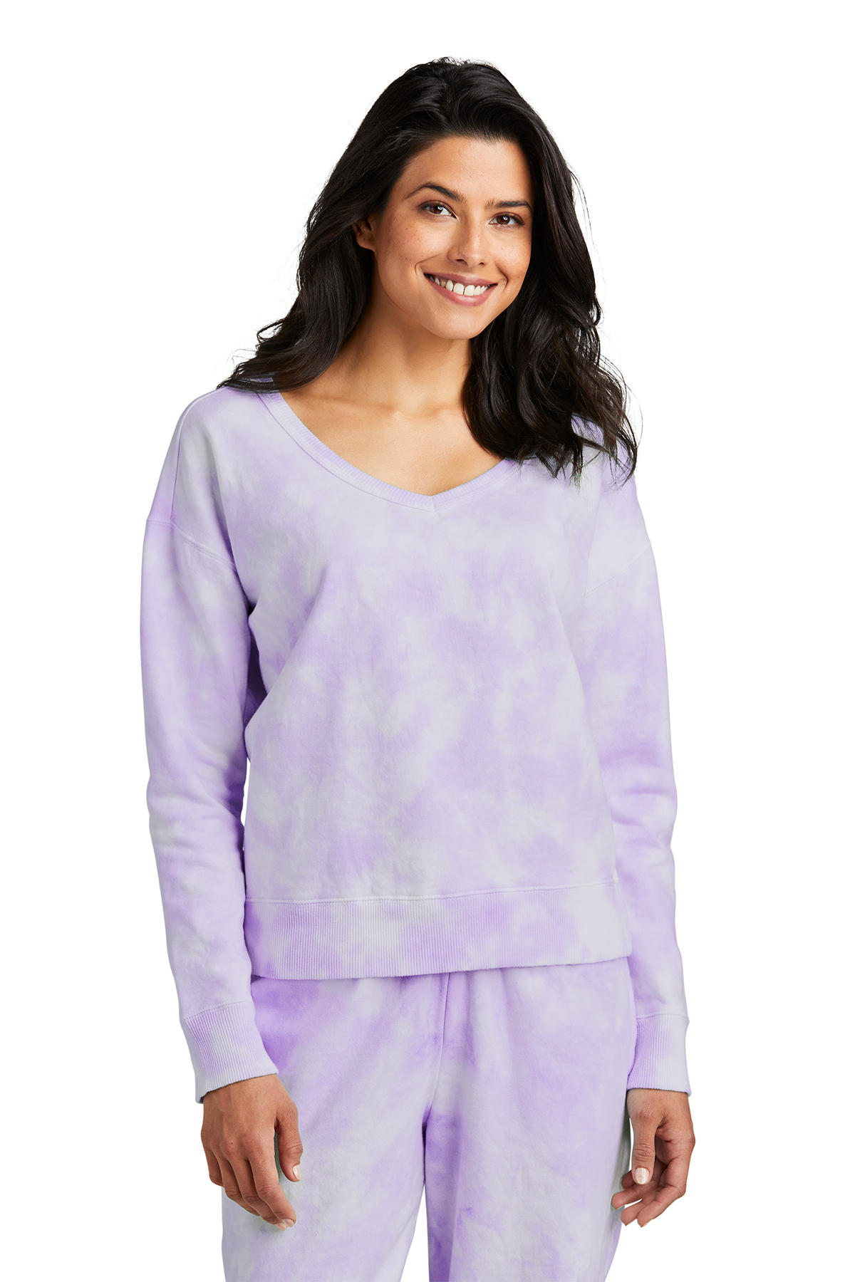 Port & Company LPC140V - Ladies Beach Wash® Cloud Tie-Dye V-Neck Sweatshirt