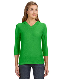 J America JA8153 - Ladies' 3/4-Sleeve Hooded Slub T-Shirt