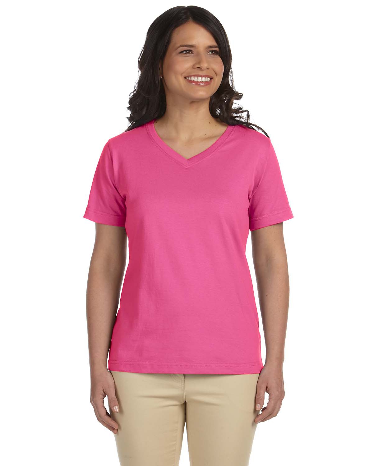 L.A.T Ladies' L-3587 - Combed Ringspun Jersey V-Neck T-Shirt