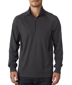 UltraClub 8434 - Adult Cool Dry Color Block Dimple Mesh Quarter Zip Pullover
