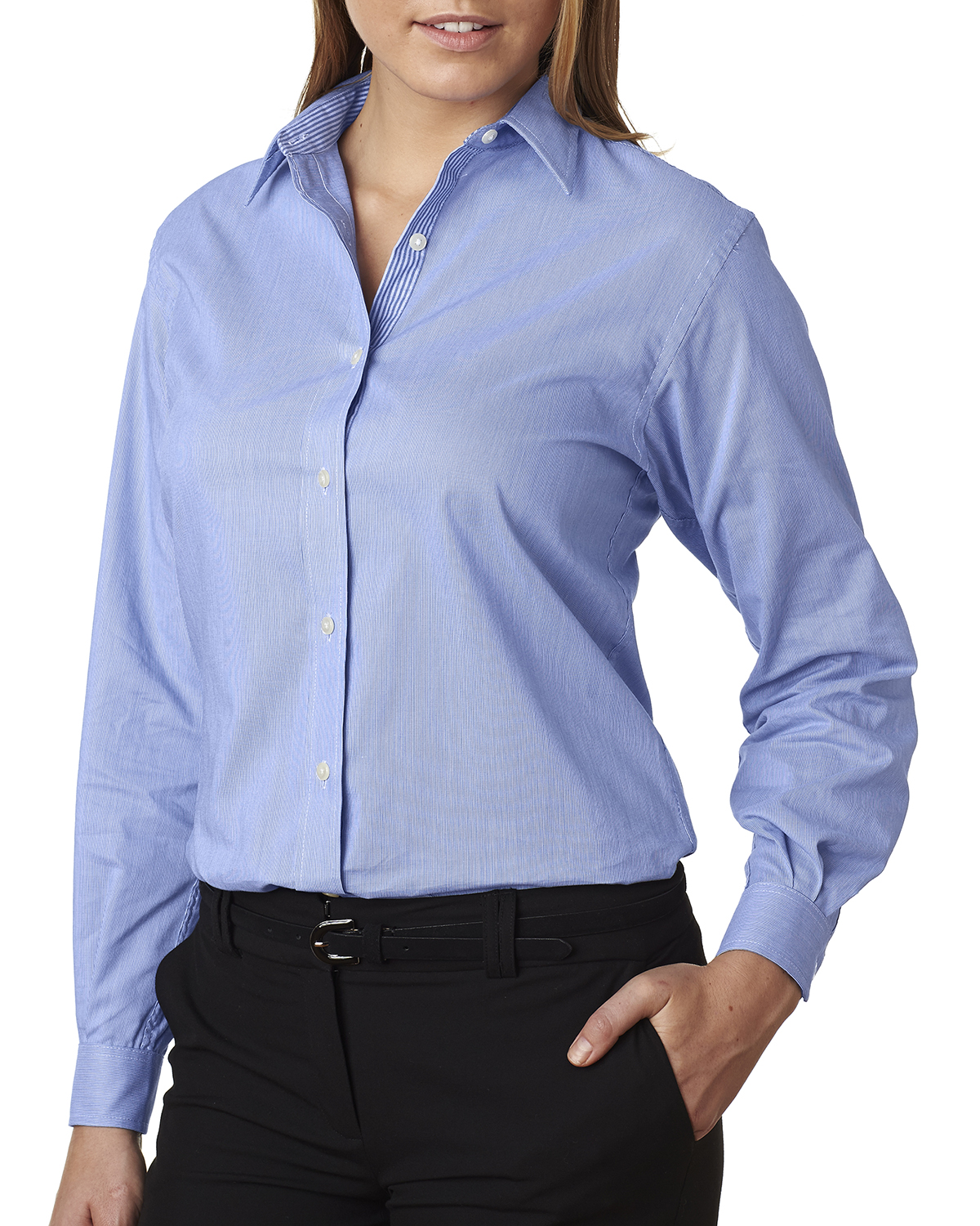Van Heusen V0236 - Ladies' Long-Sleeve Feather Stripe Woven Shirt