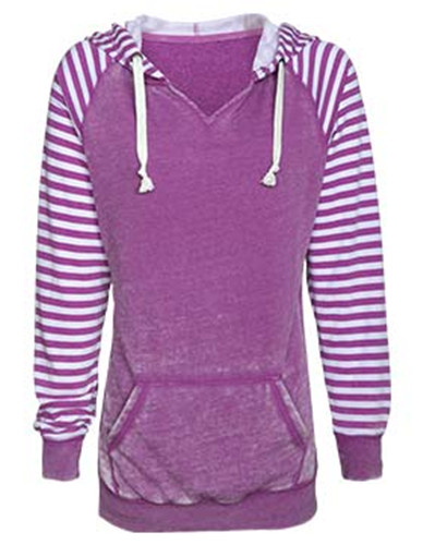 Enza 37579 - Ladies Striped Chalk Fleece Pullover