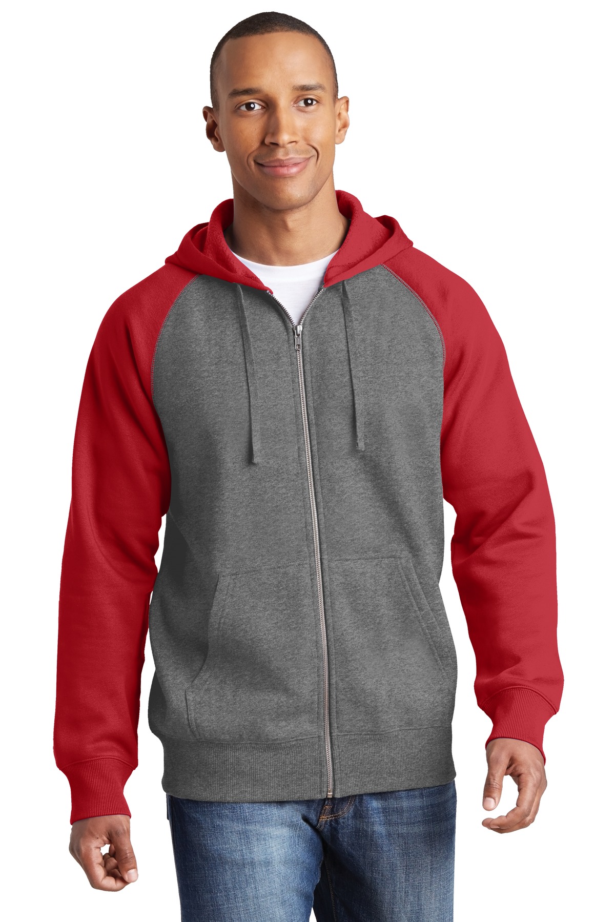 Sport-Tek  ST269 - Raglan Colorblock Full-Zip Hooded Fleece Jacket