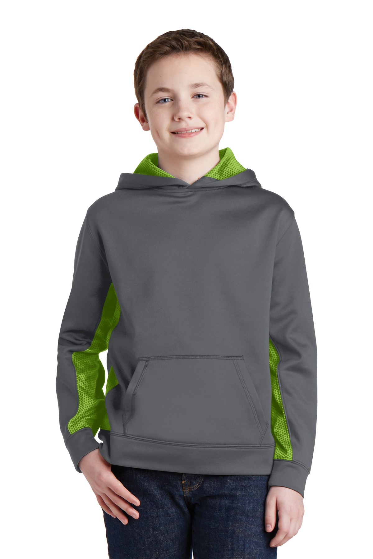 Sport-Tek  Youth Sport-Wick  YST239 - CamoHex Fleece Colorblock Hooded Pullover